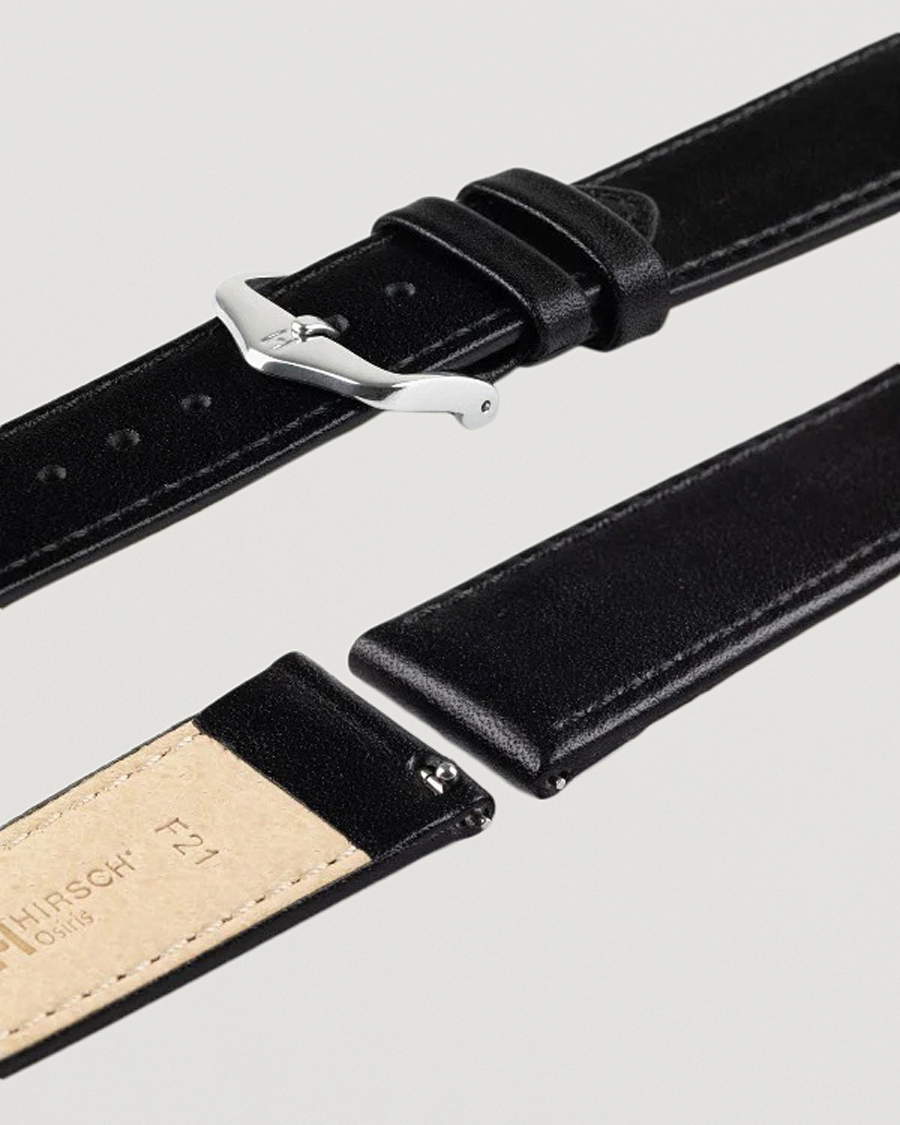 Hombres | Correas de reloj | HIRSCH | Osiris Calf Leather Watch Strap Black