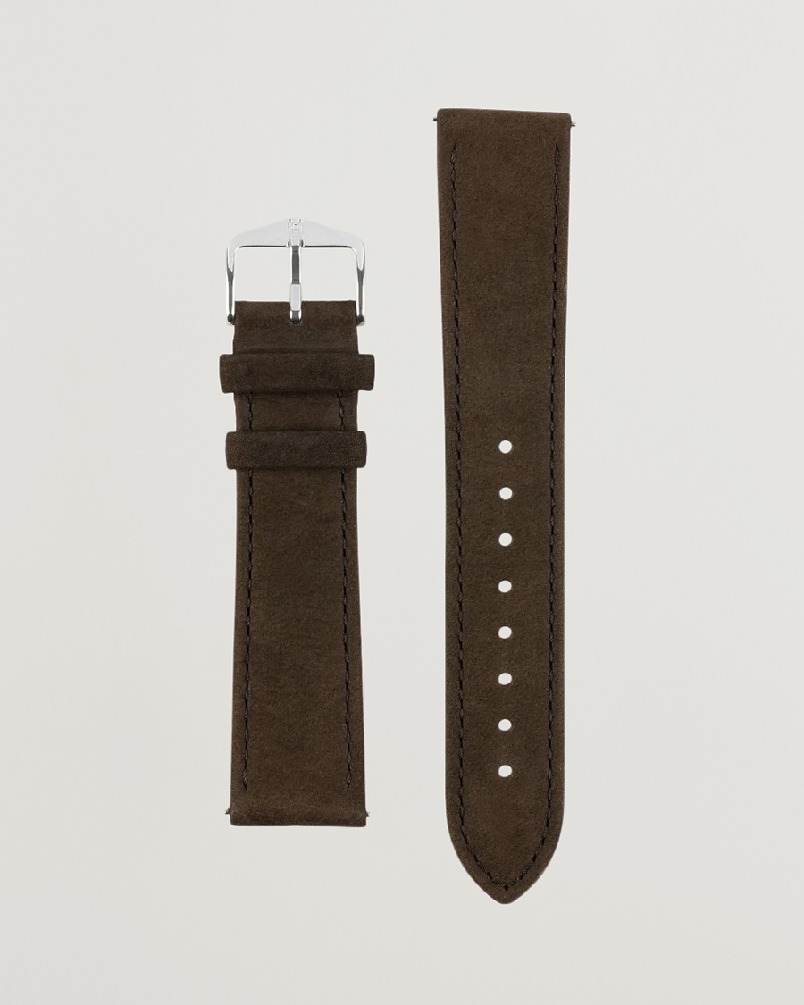 Hombres | Correas de reloj | HIRSCH | Osiris Calf Leather Nubuck Effect Watch Strap Brown