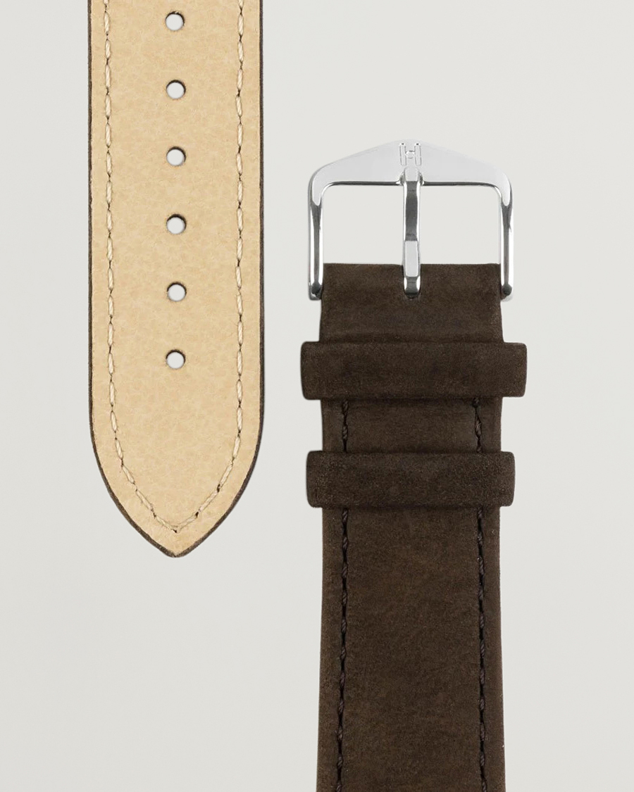 Hombres | Correas de reloj | HIRSCH | Osiris Calf Leather Nubuck Effect Watch Strap Brown