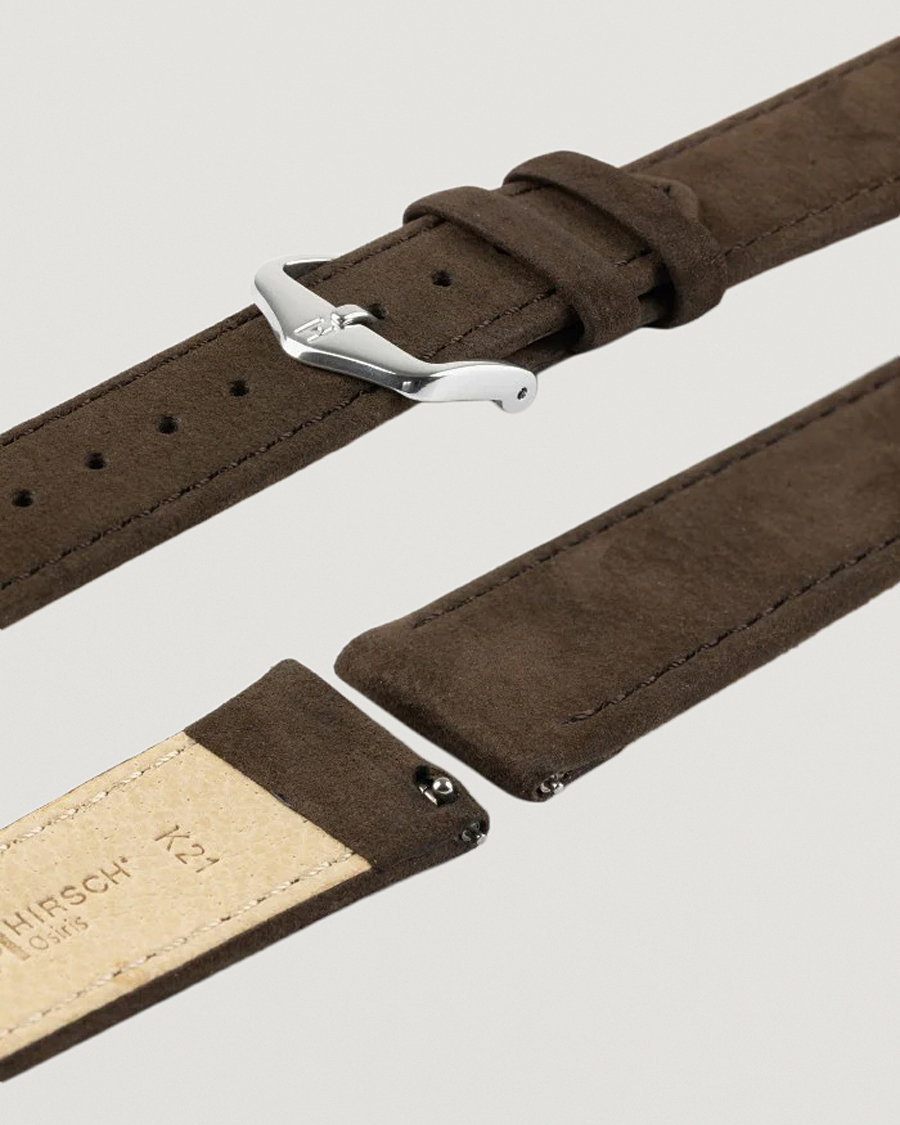 Hombres | Correas de reloj | HIRSCH | Osiris Calf Leather Nubuck Effect Watch Strap Brown