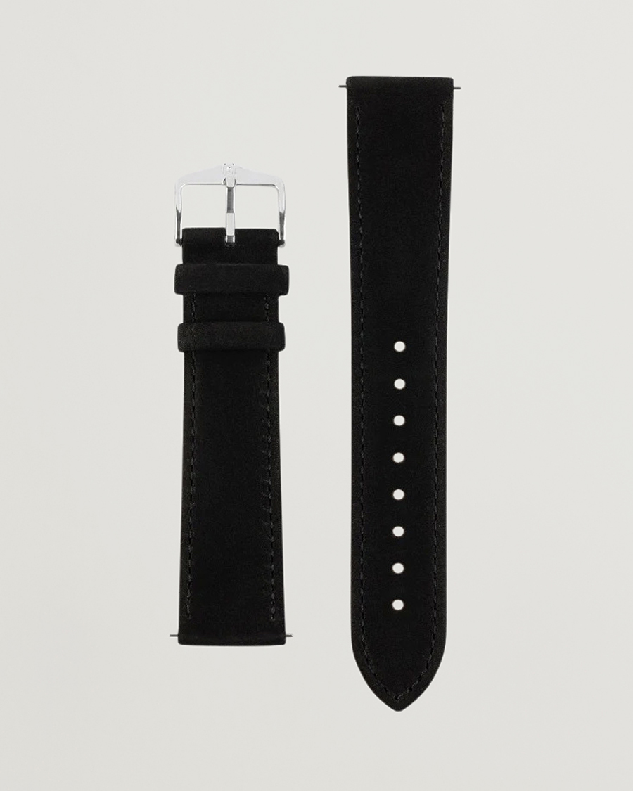 Hombres | Correas de reloj | HIRSCH | Osiris Calf Leather Nubuck Effect Watch Strap Black