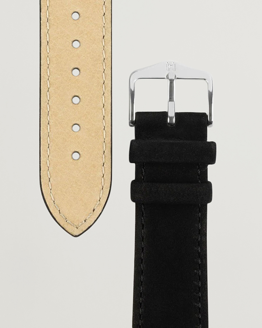 Hombres | Correas de reloj | HIRSCH | Osiris Calf Leather Nubuck Effect Watch Strap Black