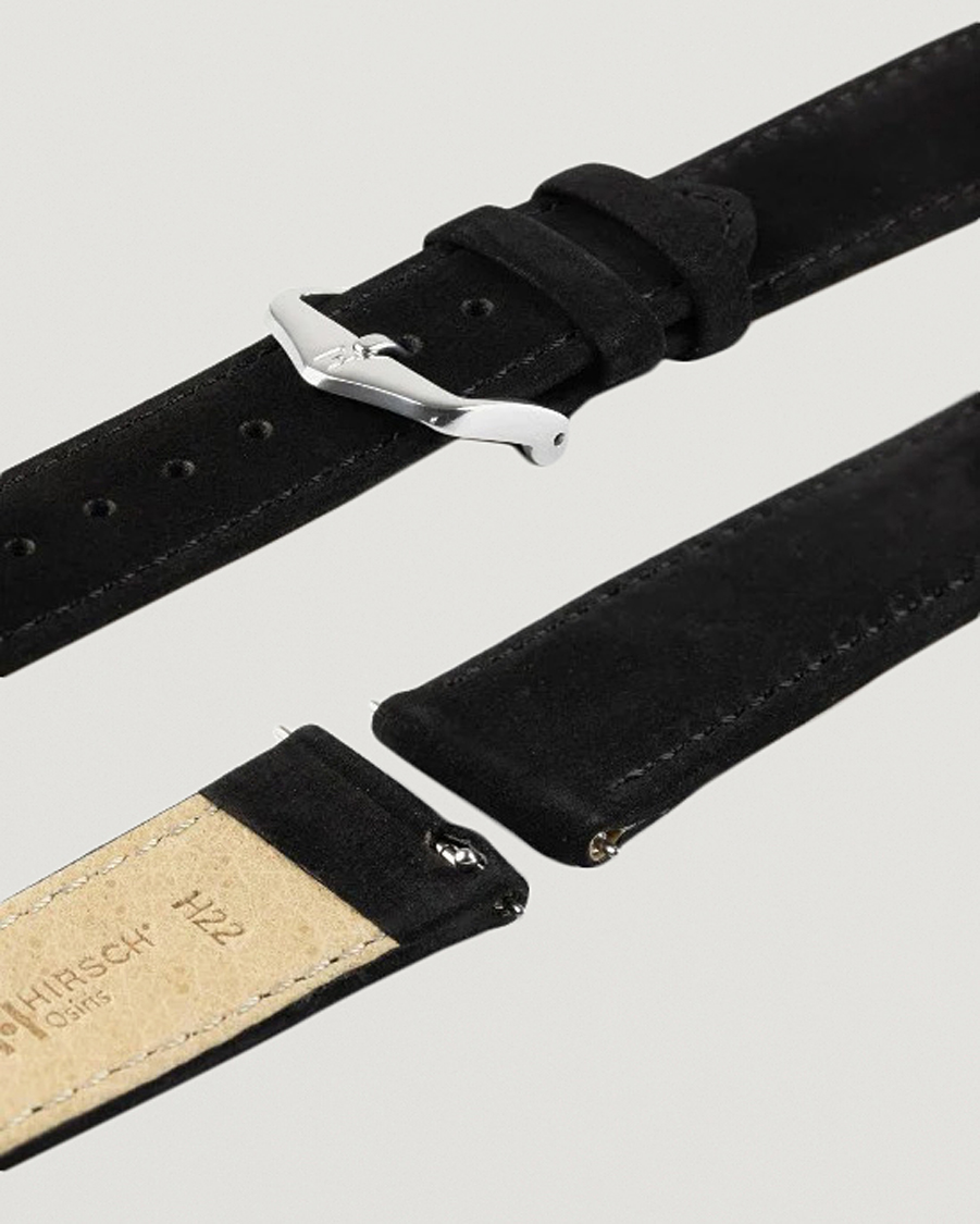 Hombres | Correas de reloj | HIRSCH | Osiris Calf Leather Nubuck Effect Watch Strap Black