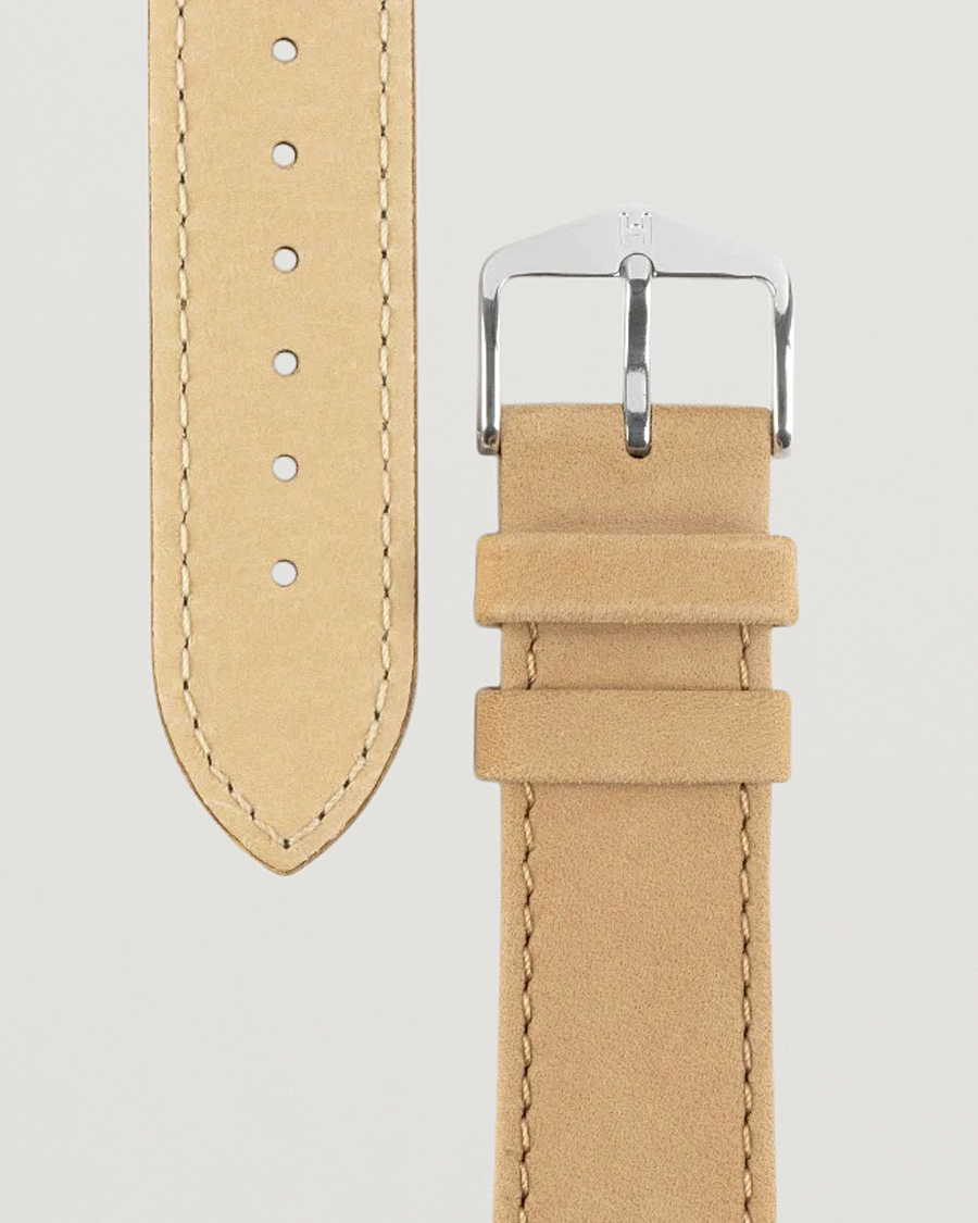 Hombres | Correas de reloj | HIRSCH | Osiris Calf Leather Nubuck Effect Watch Strap Beige