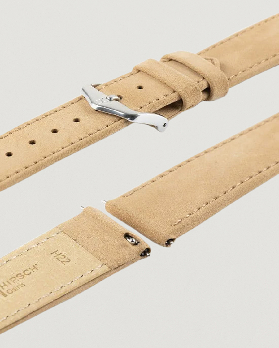 Hombres | Correas de reloj | HIRSCH | Osiris Calf Leather Nubuck Effect Watch Strap Beige