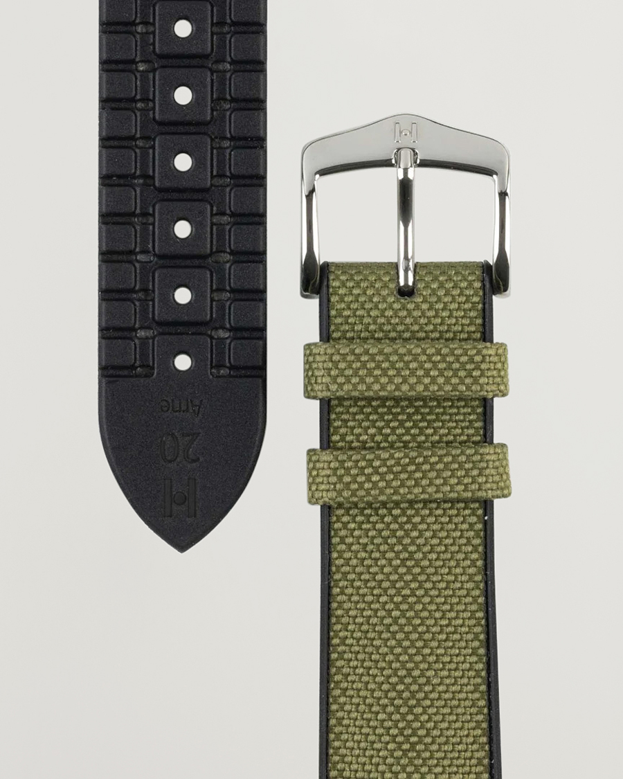 Hombres | Correas de reloj | HIRSCH | Arne Sailcloth Effect Performance Watch Strap Olive
