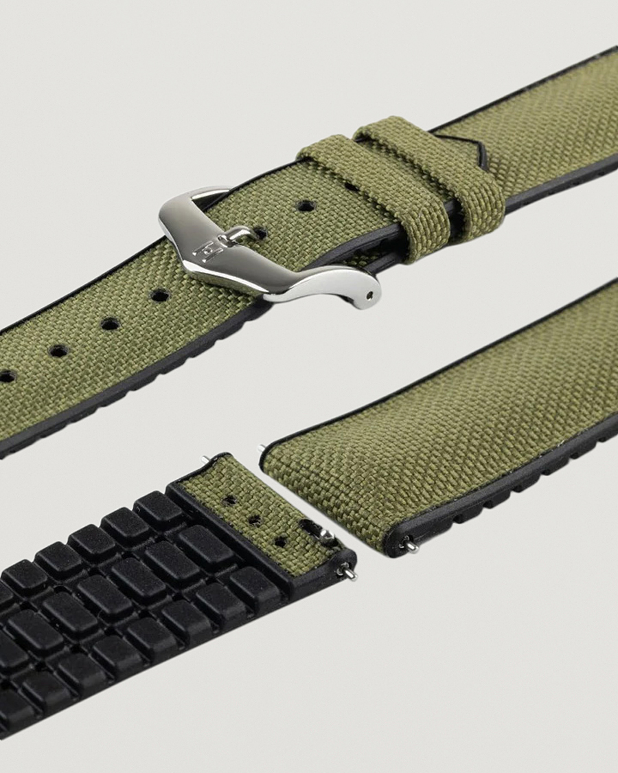Hombres | Correas de reloj | HIRSCH | Arne Sailcloth Effect Performance Watch Strap Olive