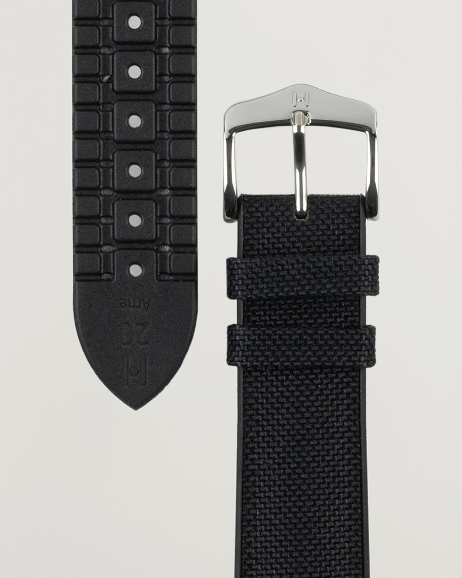Hombres | Correas de reloj | HIRSCH | Arne Sailcloth Effect Performance Watch Strap Black