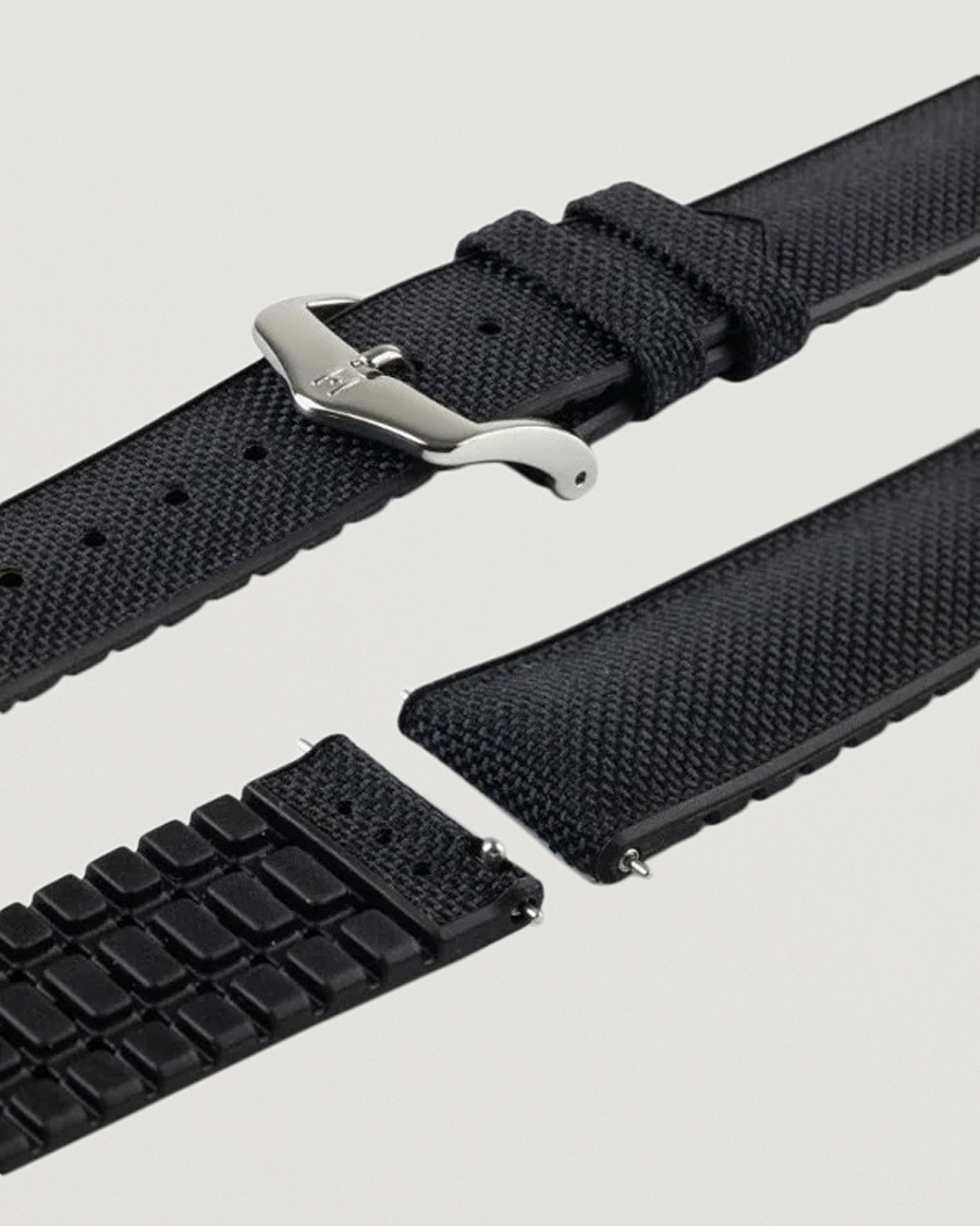 Hombres | Correas de reloj | HIRSCH | Arne Sailcloth Effect Performance Watch Strap Black