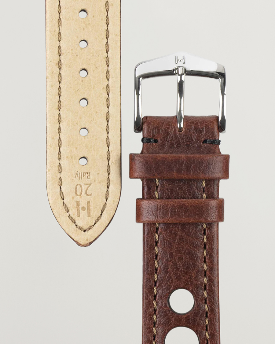 Hombres |  | HIRSCH | Rally Natural Leather Racing Watch Strap Brown