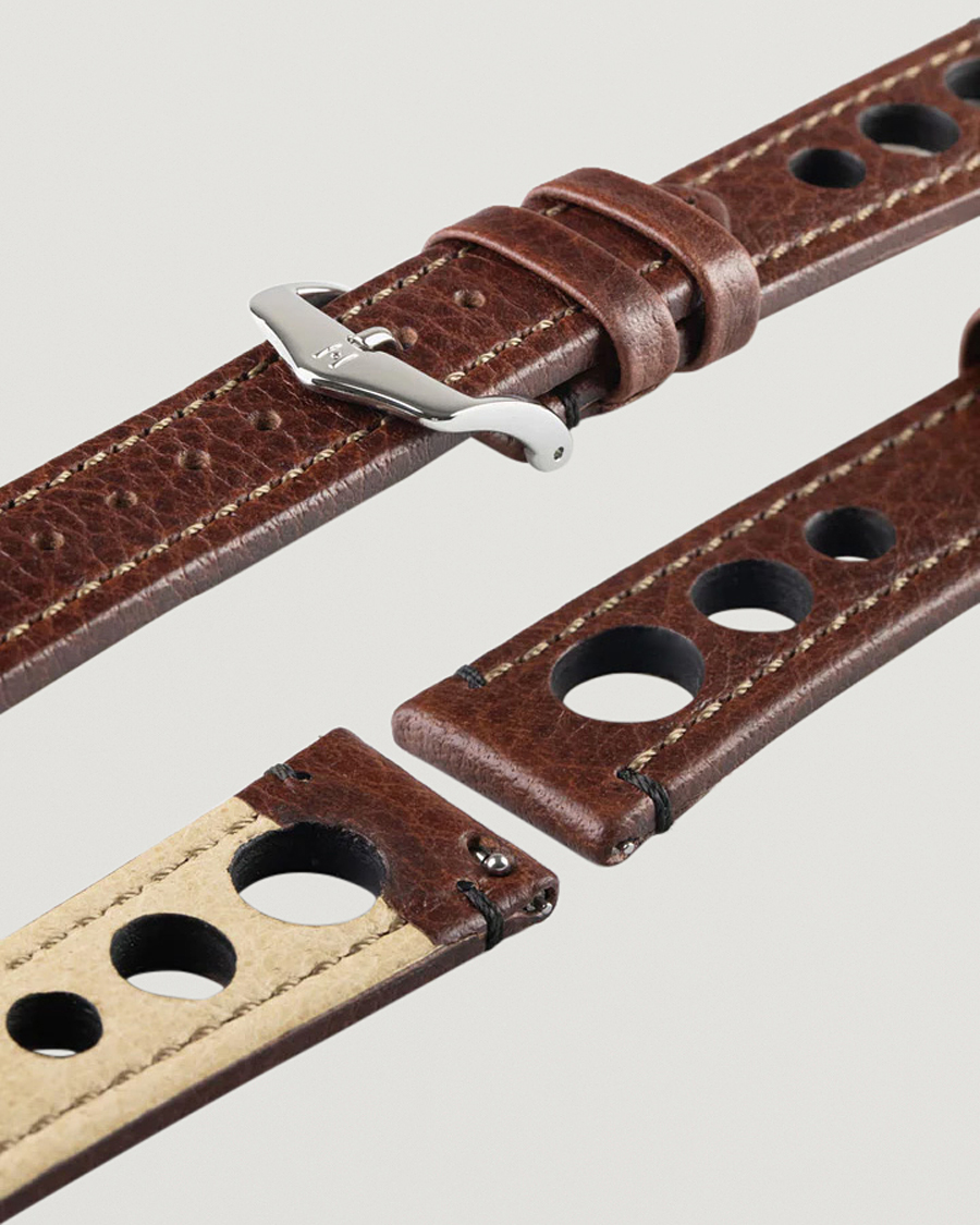 Hombres | Correas de reloj | HIRSCH | Rally Natural Leather Racing Watch Strap Brown