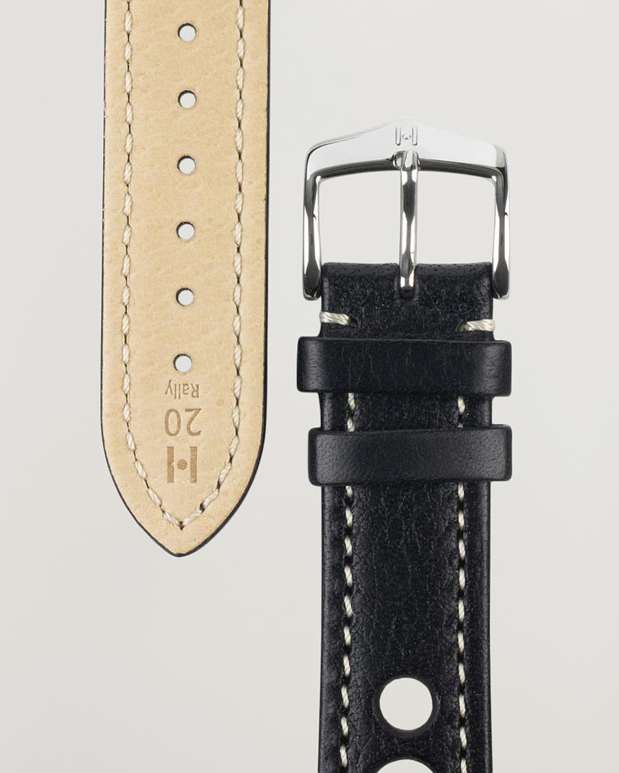 Hombres | Correas de reloj | HIRSCH | Rally Natural Leather Racing Watch Strap Black