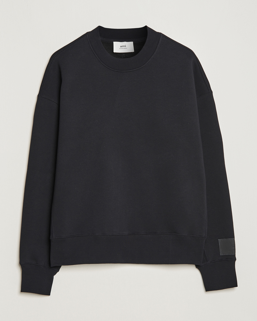 Hombres | Jerséis y prendas de punto | AMI | Brushed Cotton Crew Neck Sweatshirt Black