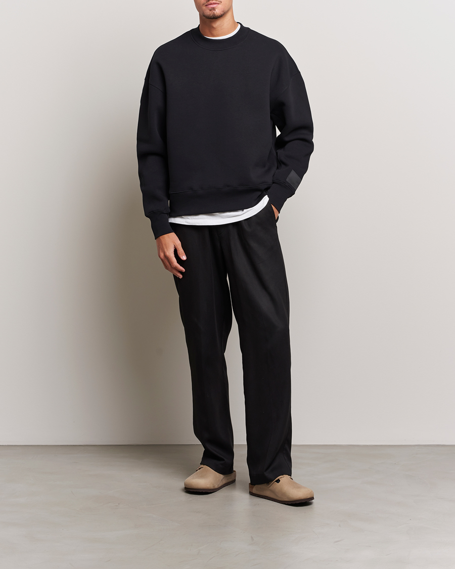 Hombres | Jerséis y prendas de punto | AMI | Brushed Cotton Crew Neck Sweatshirt Black