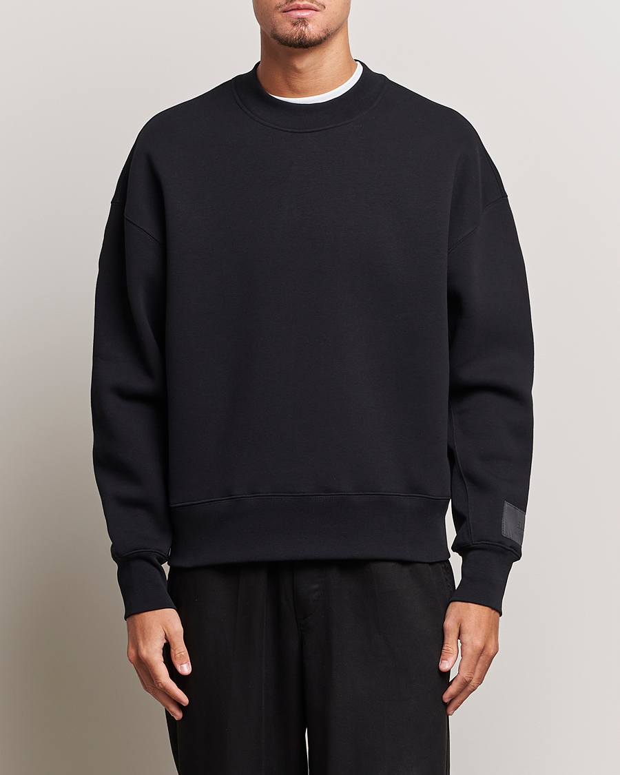 Hombres | Jerséis y prendas de punto | AMI | Brushed Cotton Crew Neck Sweatshirt Black