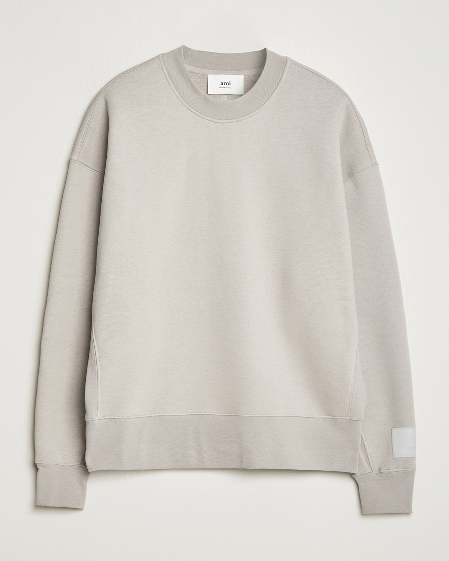 Hombres | Jerséis y prendas de punto | AMI | Brushed Cotton Crew Neck Sweatshirt Pearl Grey