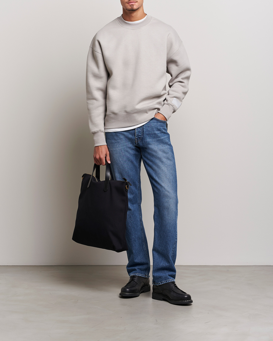 Hombres | Jerséis y prendas de punto | AMI | Brushed Cotton Crew Neck Sweatshirt Pearl Grey