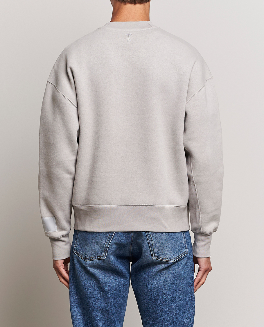 Hombres | Jerséis y prendas de punto | AMI | Brushed Cotton Crew Neck Sweatshirt Pearl Grey