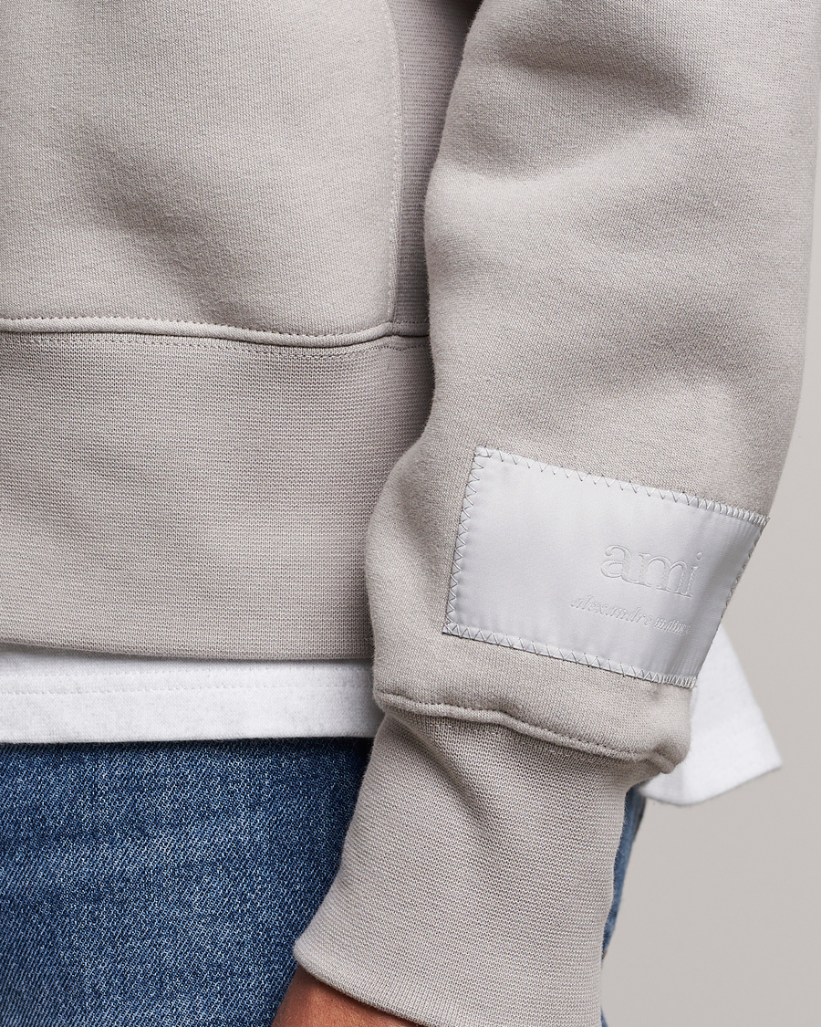 Hombres | Jerséis y prendas de punto | AMI | Brushed Cotton Crew Neck Sweatshirt Pearl Grey
