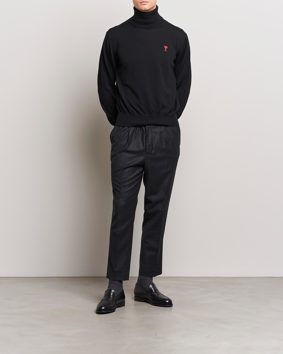 Hombres | Pantalones | AMI | Flannel Drawstring Trousers Heather Grey