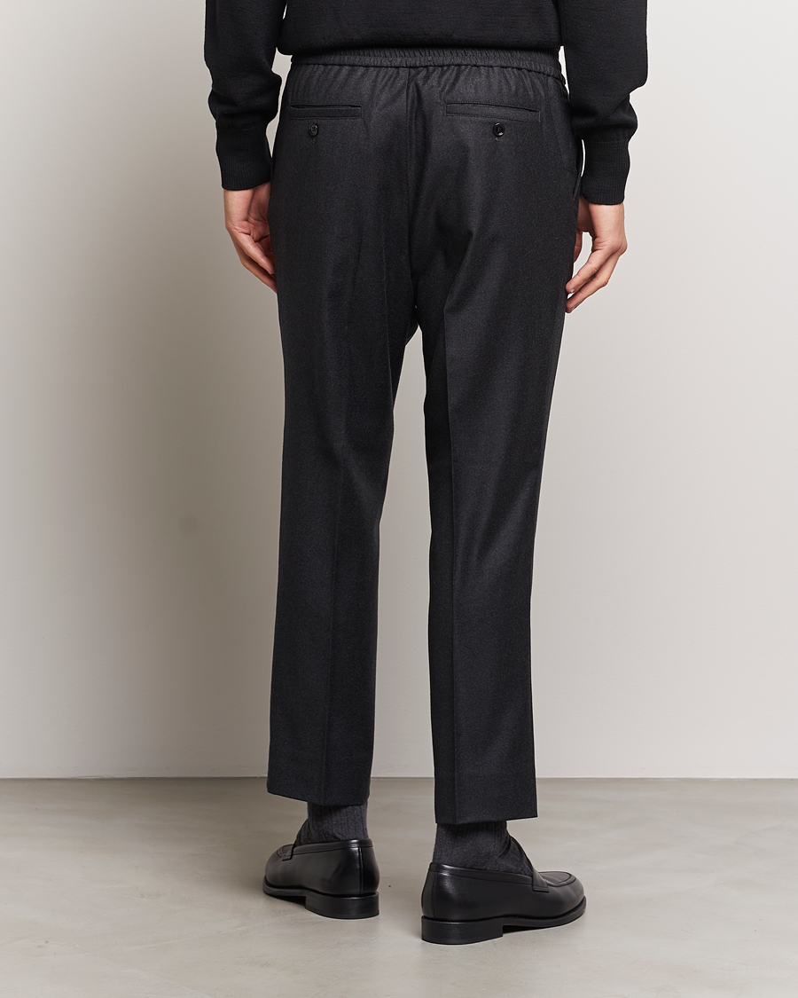 Hombres | Pantalones | AMI | Flannel Drawstring Trousers Heather Grey