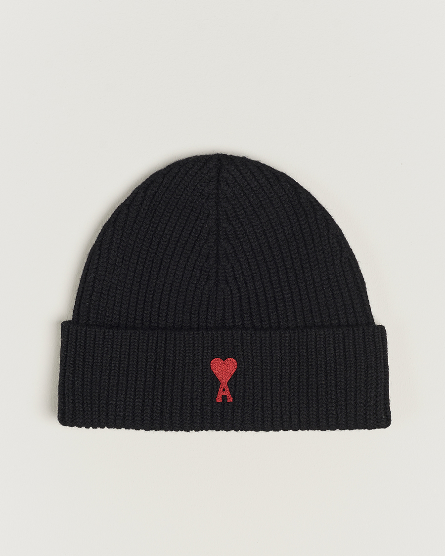 Hombres | AMI Heart Logo Beanie Black | AMI | Heart Logo Beanie Black