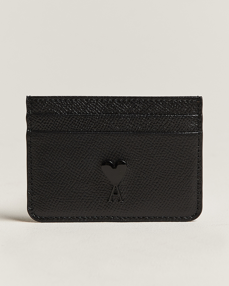 Hombres | AMI Tonal Logo Leather Cardholder Black | AMI | Tonal Logo Leather Cardholder Black