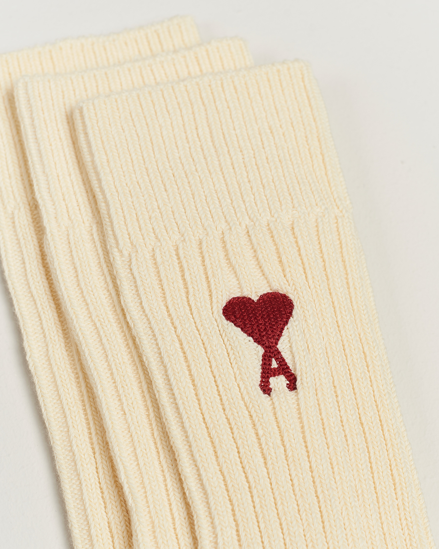Hombres |  | AMI | 3-Pack Heart Logo Socks Off White