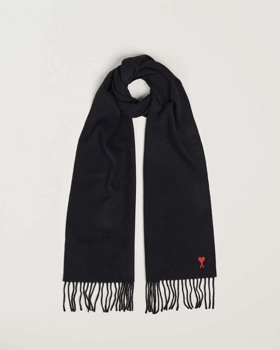 Hombres | AMI Heart Logo Scarf Black | AMI | Heart Logo Scarf Black
