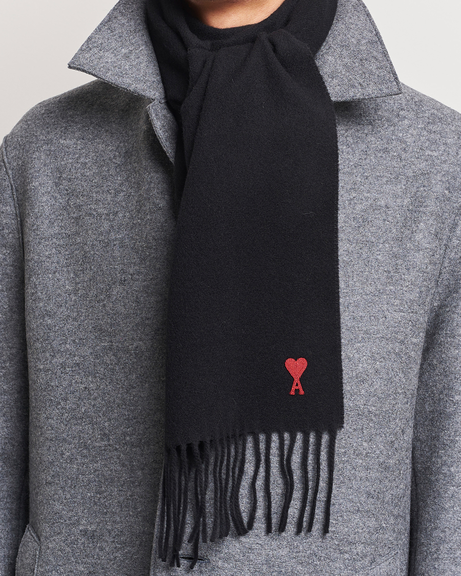 Hombres | AMI Heart Logo Scarf Black | AMI | Heart Logo Scarf Black
