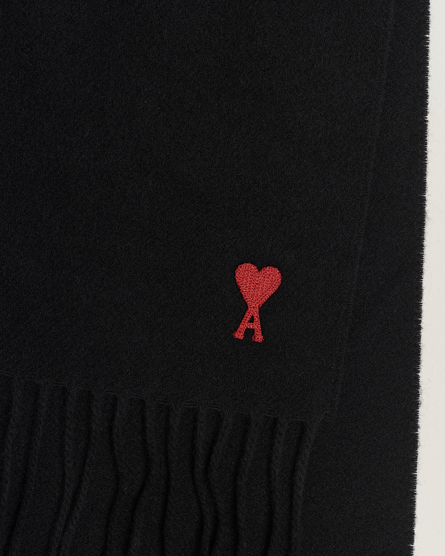 Hombres | AMI Heart Logo Scarf Black | AMI | Heart Logo Scarf Black