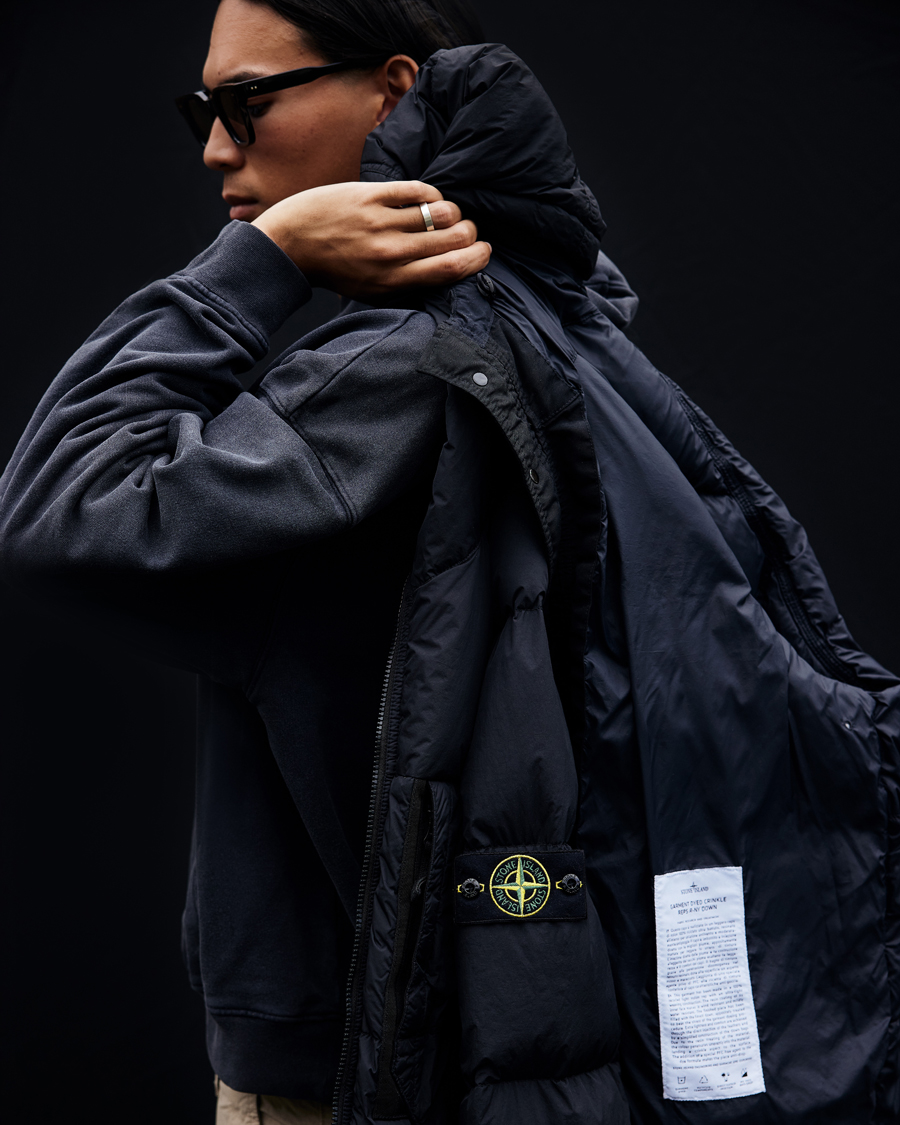 Hombres | Abrigos y chaquetas | Stone Island | Garment Dyed Recycled Nylon Long Down Jacket Black