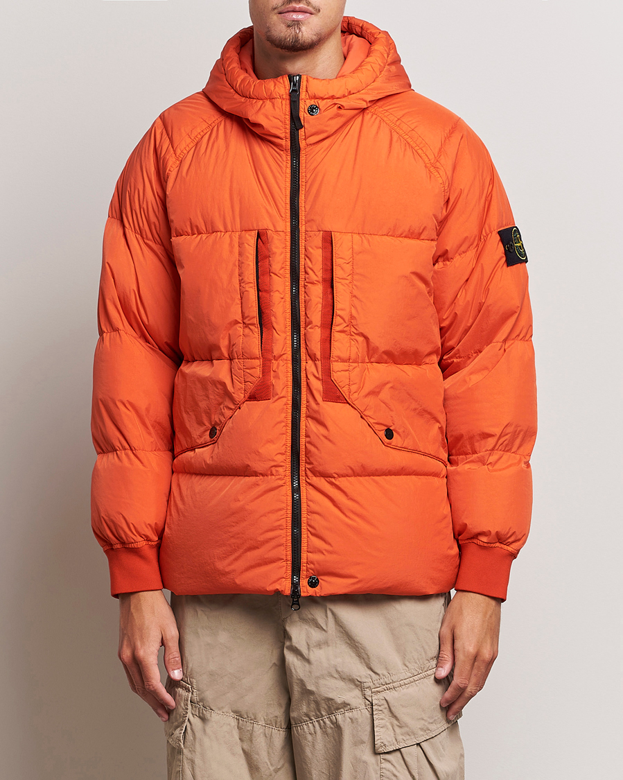Hombres | Abrigos y chaquetas | Stone Island | Garment Dyed  Recycled Nylon Down Jacket Orange Red
