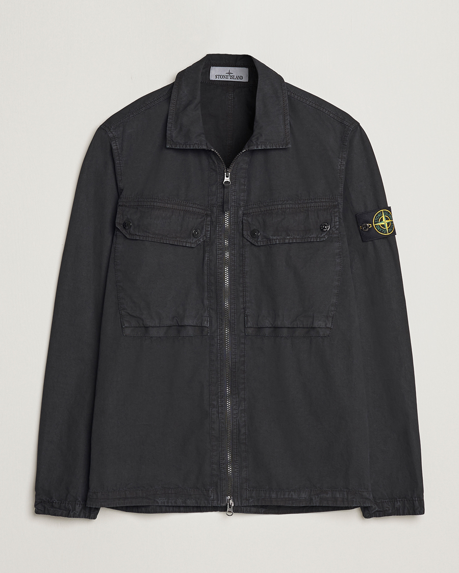 Hombres | Camisas | Stone Island | Garment Dyed Cotton Overshirt Black