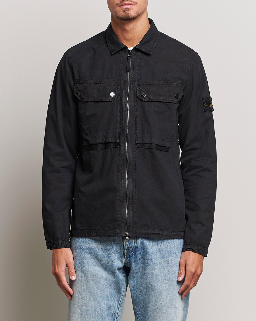 Hombres | Camisas | Stone Island | Garment Dyed Cotton Overshirt Black