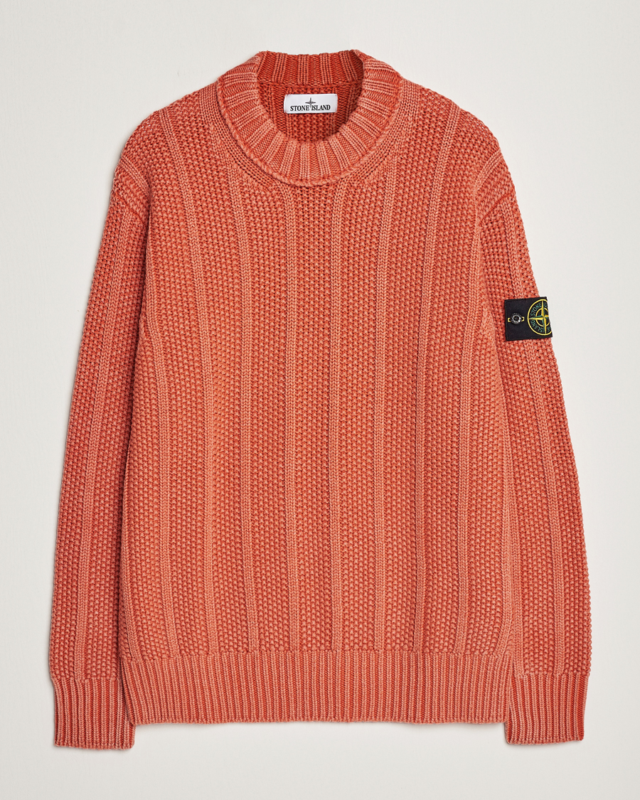 Hombres | Jerséis y prendas de punto | Stone Island | Knitted Wool Crewneck Orange Red