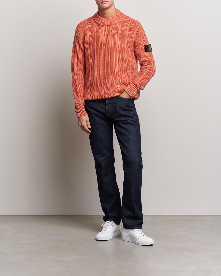 Hombres | Jerséis y prendas de punto | Stone Island | Knitted Wool Crewneck Orange Red