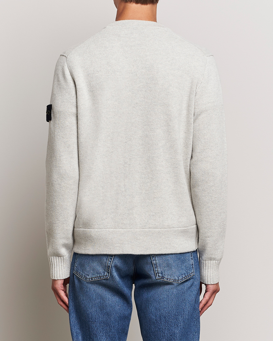Hombres | Jerséis y prendas de punto | Stone Island | Knitted Geelong Wool Cardigan Pearl Grey