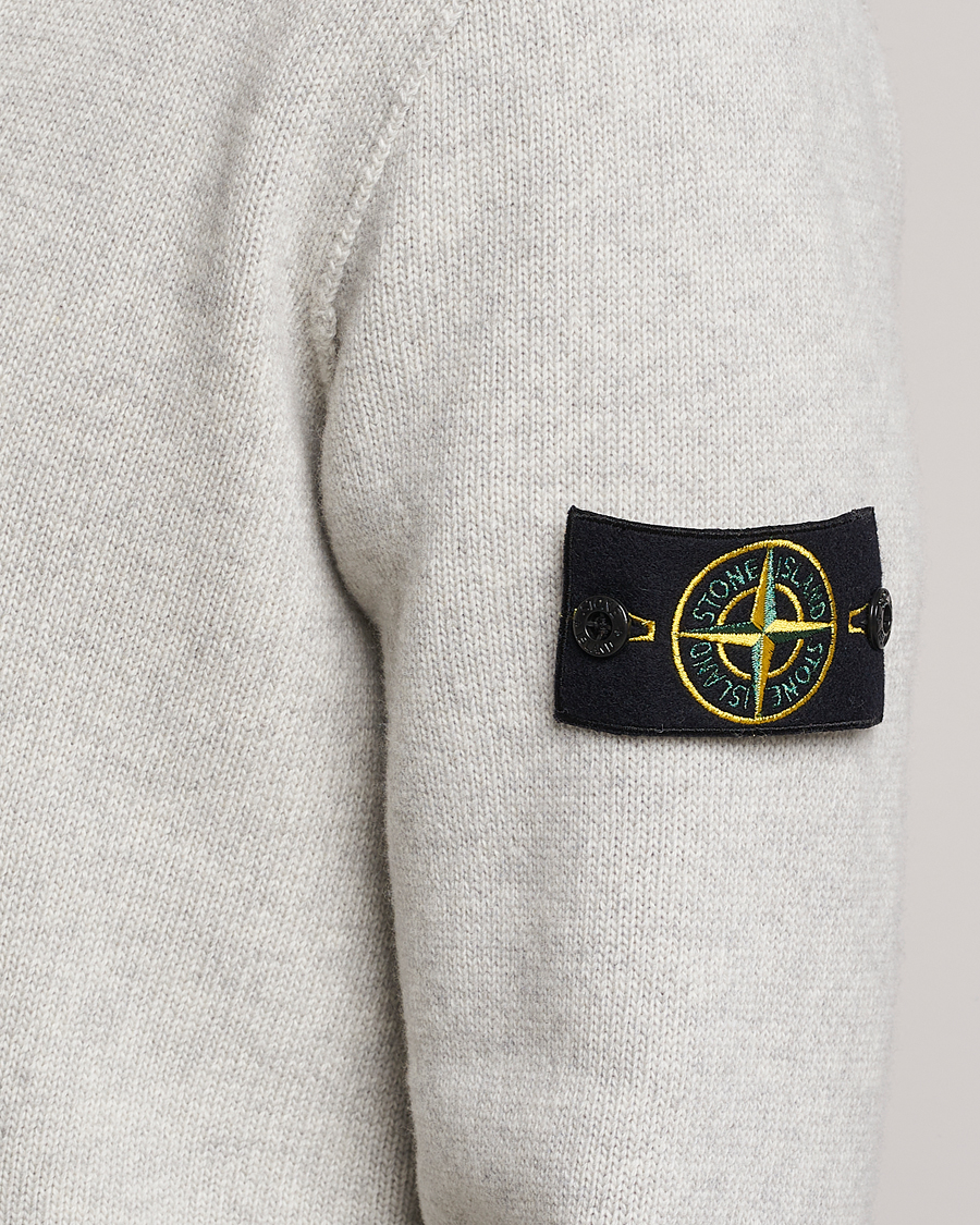 Hombres | Jerséis y prendas de punto | Stone Island | Knitted Geelong Wool Cardigan Pearl Grey