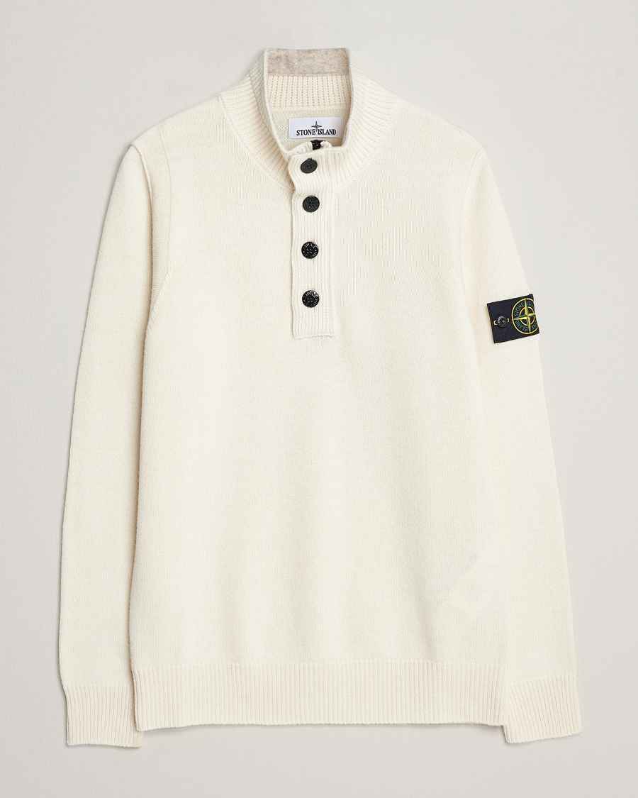 Hombres | Jerséis y prendas de punto | Stone Island | Knitted Lambwool Half Button Zip Natural