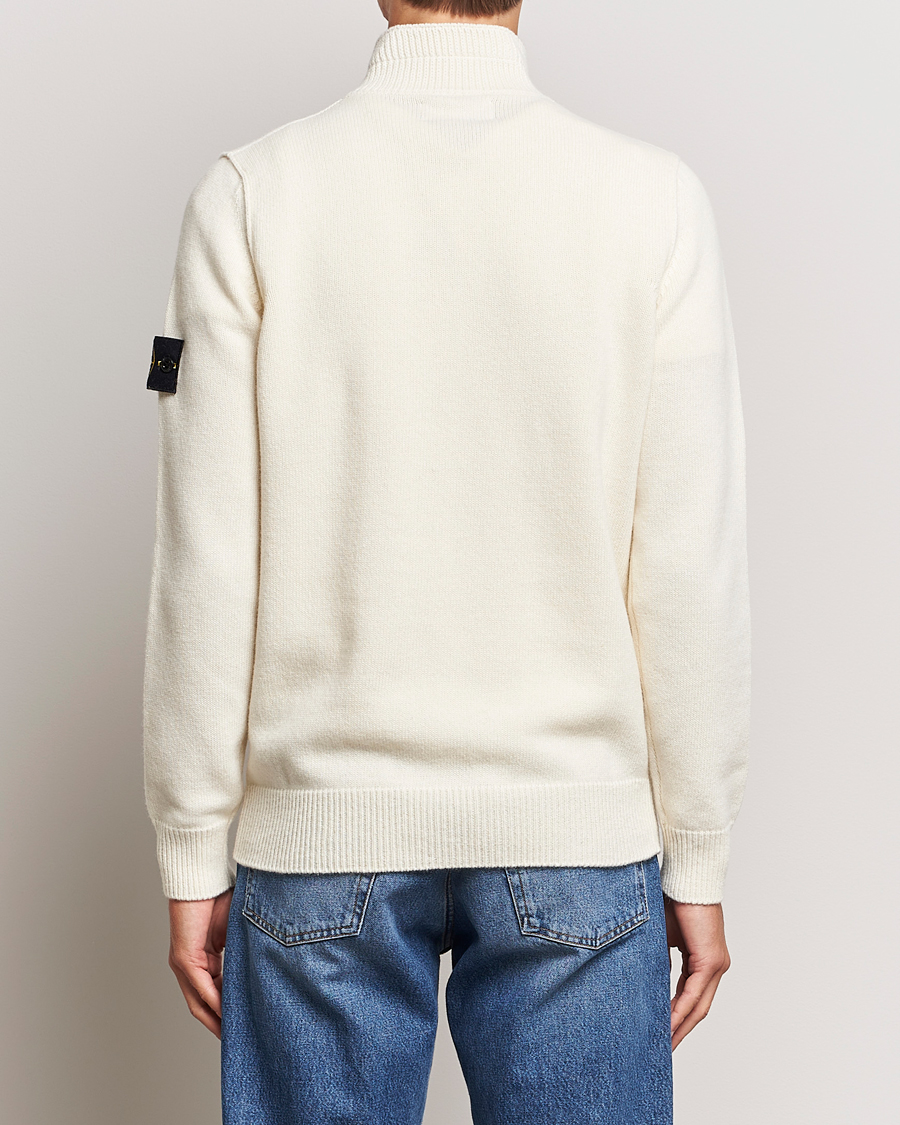Hombres | Jerséis y prendas de punto | Stone Island | Knitted Lambwool Half Button Zip Natural