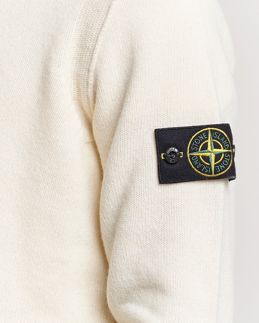 Hombres | Jerséis y prendas de punto | Stone Island | Knitted Lambwool Half Button Zip Natural