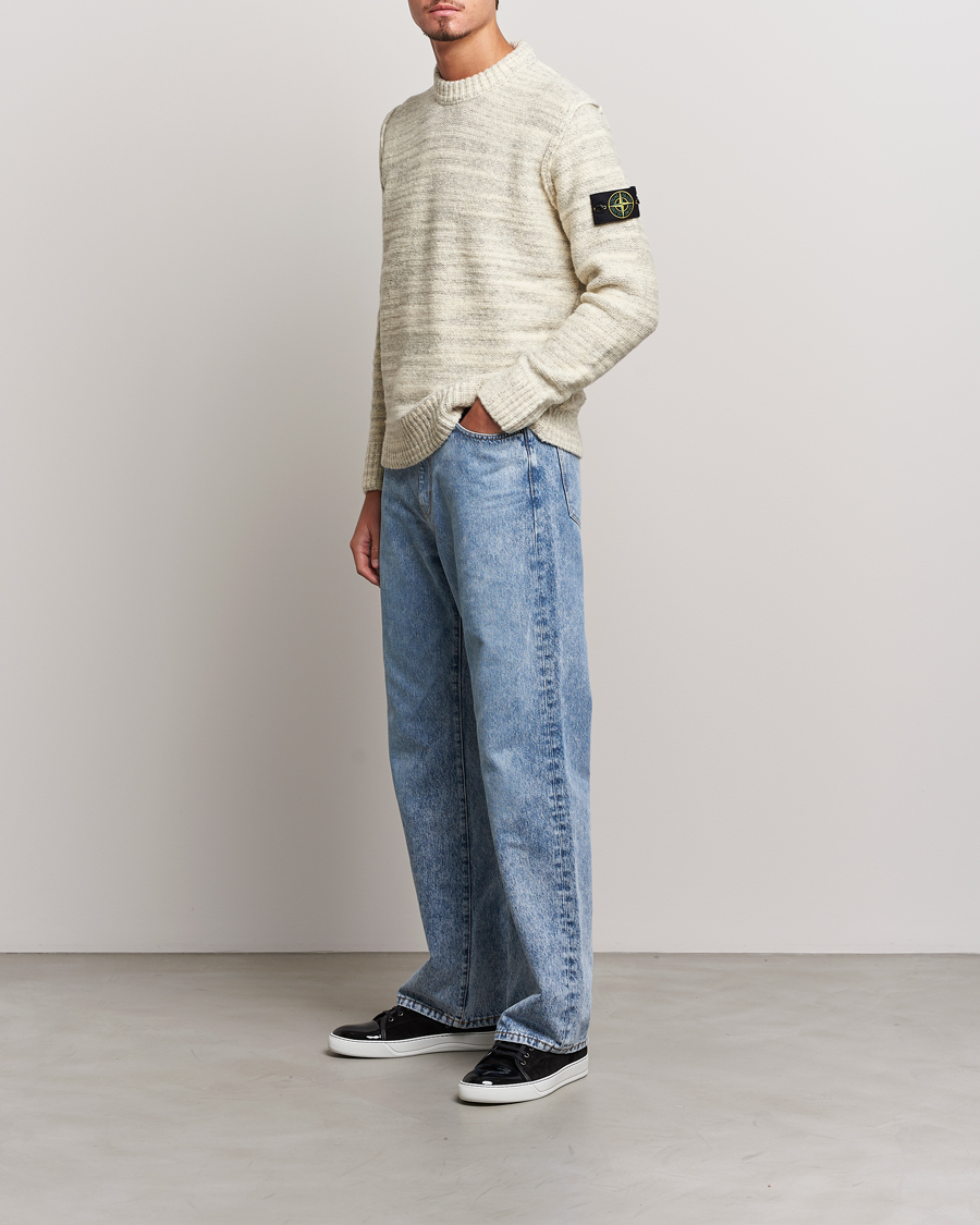 Hombres | Jerséis y prendas de punto | Stone Island | Knitted Wool/Nylon Sweater Plaster
