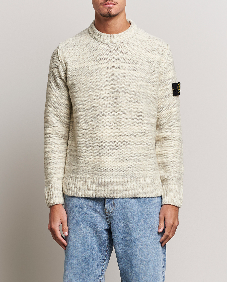 Hombres | Jerséis y prendas de punto | Stone Island | Knitted Wool/Nylon Sweater Plaster