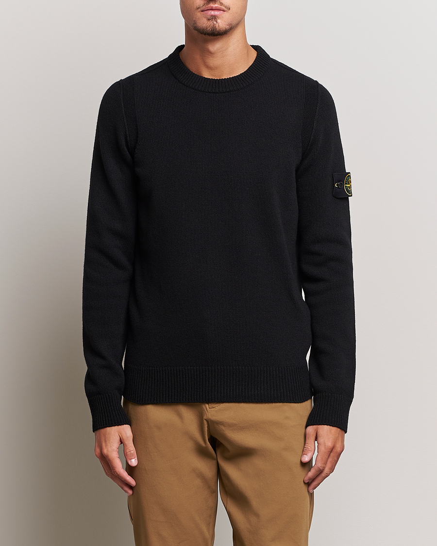 Hombres | Jerséis y prendas de punto | Stone Island | Knitted Lambwool Sweater Black