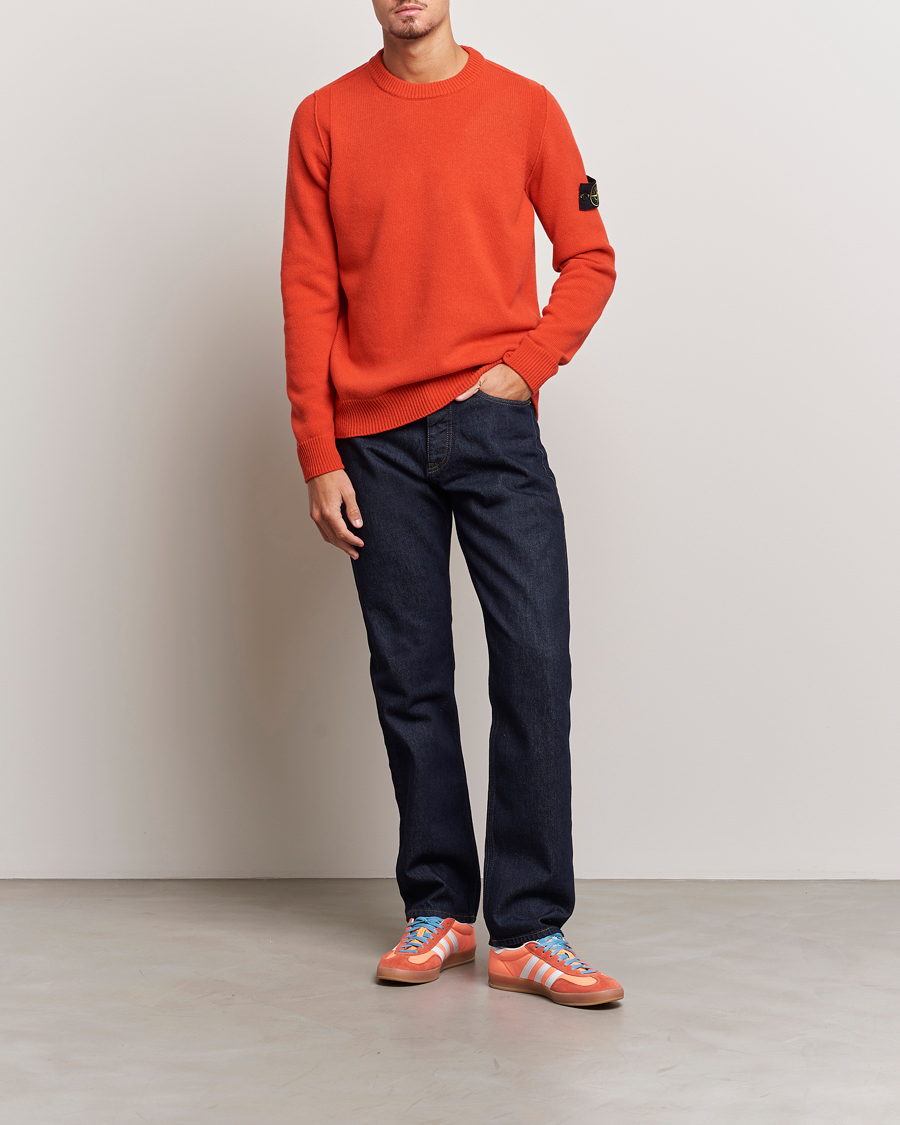 Hombres | Jerséis y prendas de punto | Stone Island | Knitted Lambwool Sweater Orange Red
