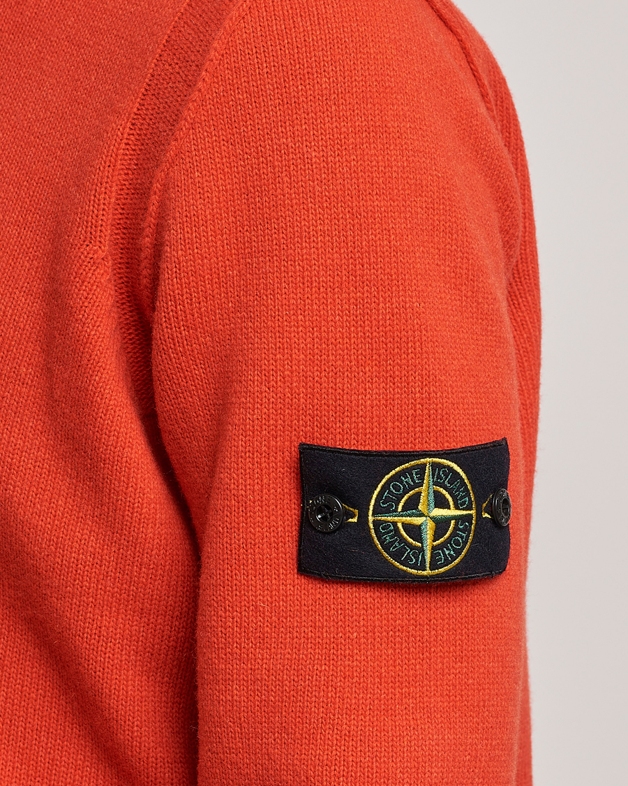 Hombres | Jerséis y prendas de punto | Stone Island | Knitted Lambwool Sweater Orange Red