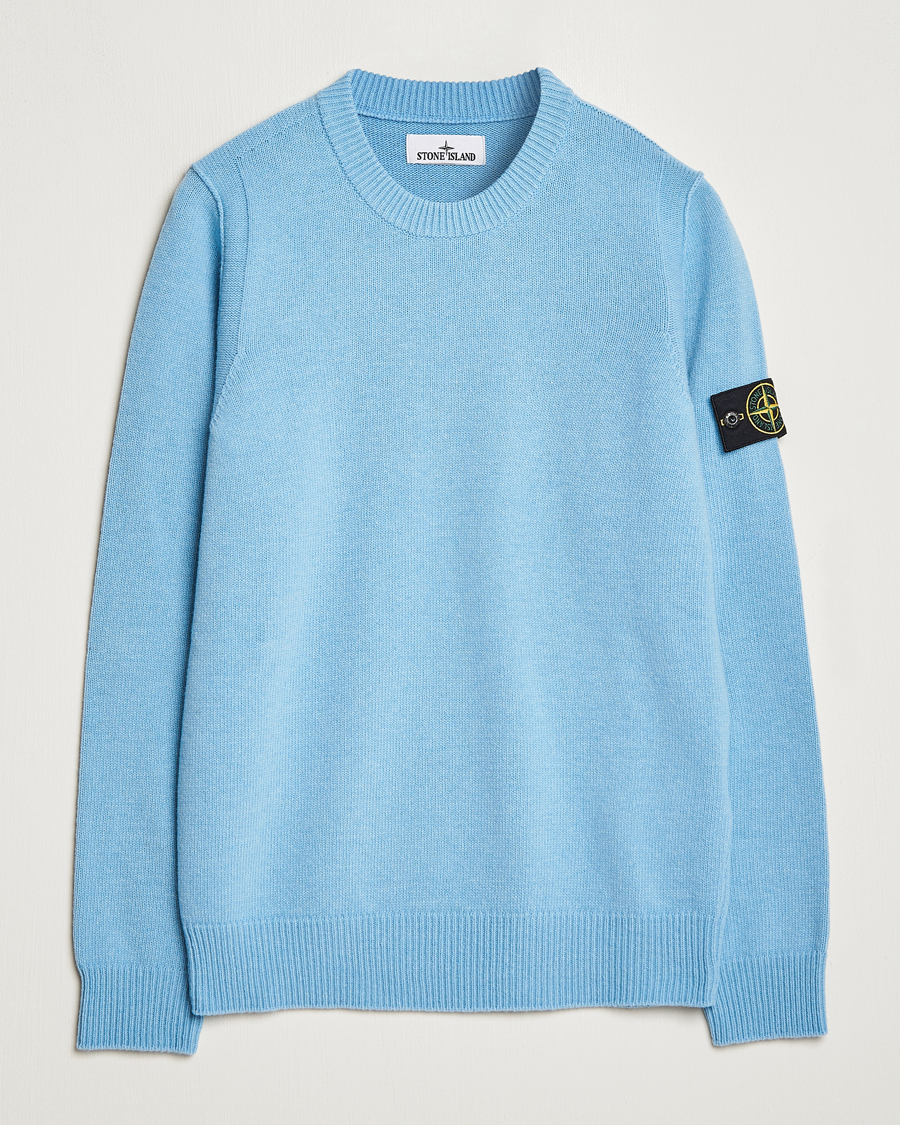 Hombres | Jerséis y prendas de punto | Stone Island | Knitted Lambwool Sweater Sky Blue
