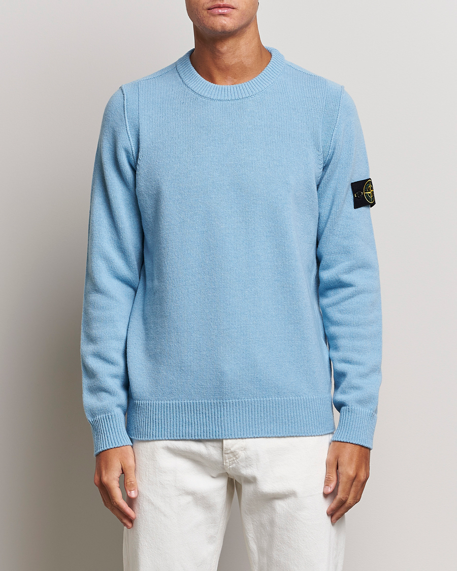 Hombres | Jerséis y prendas de punto | Stone Island | Knitted Lambwool Sweater Sky Blue