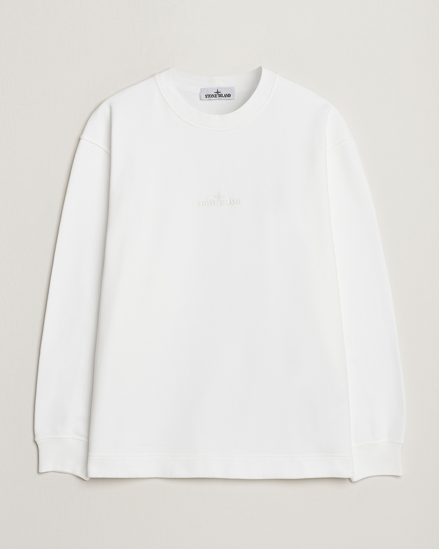 Hombres | Jerséis y prendas de punto | Stone Island | Garment Dyed Fleece Logo Sweatshirt White